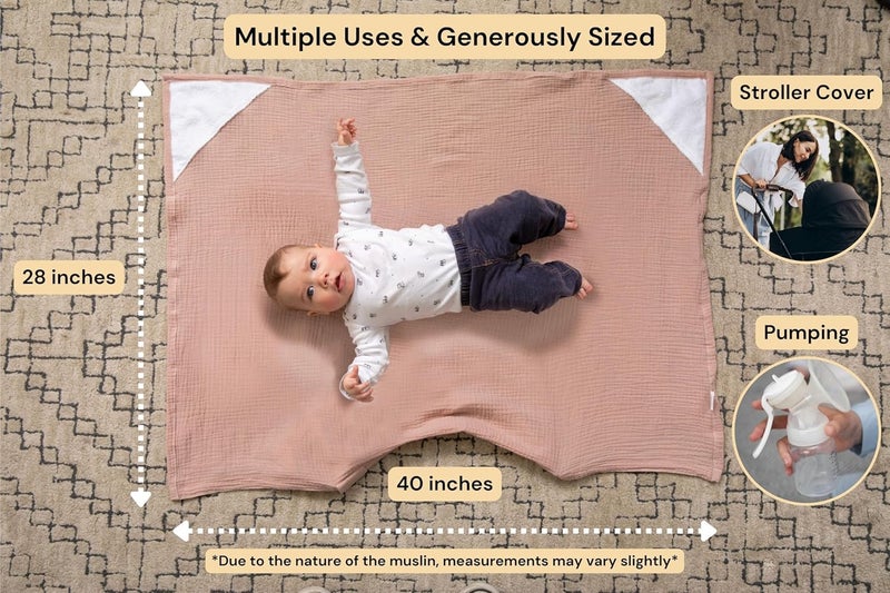Evergrwn Superior Design Multi-use Privacy Nursing Cover Up for Breastfeeding, 100% Cotton Breathable Nursing Cover with Arch Neckline, Muslin Breastfeeding Cover, Baby Essentials (Rose Taupe) - Image 5